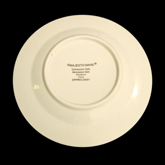 Majesticware Spring Daisy Blue White 7" Salad Plates Set of 4 Stoneware China - Picture 2 of 4